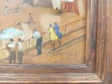 a picture of a painting of people on the beach