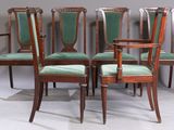 set of six victorian mahogany dining chairs with green velvet upholstered seats