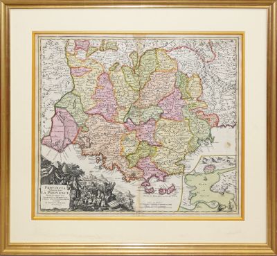an old map of england and wales in a gold frame