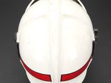 white helmet with red stripes on the side of the helmet