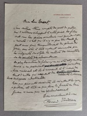une lettre manuscrite du président des états-unis