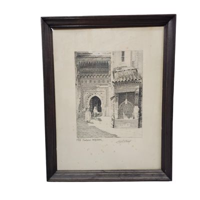 an image of a drawing of a building in a frame