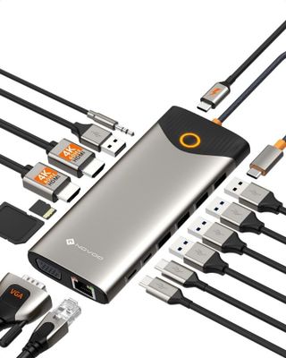 une image représentant un ensemble de câbles reliés à un disque dur externe