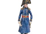 figurine représentant un homme en uniforme bleu, coiffé d'un chapeau et chaussé de bottes