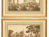 pair of 19th century watercolor paintings of roman ruins