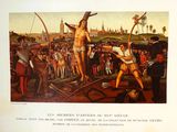a picture of a painting of a man on a cross