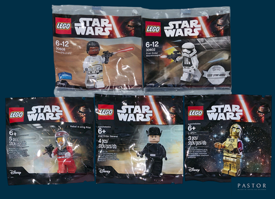 cinq figurines Lego Star Wars dans le paquet