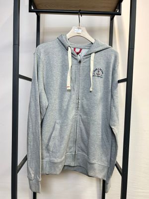 sweat à capuche gris zippé avec logo brodé sur le devant