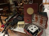 a suitcase that has a radio in it on a table