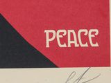 a picture of a red and black book cover with the word peace written on it