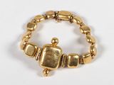 gold plated bracelet with square beads and a bead clasp