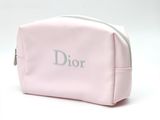 christian dior pink cosmetic bag with silver dior logo