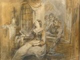 une image représentant un dessin d'un homme et d'une femme assis dans une pièce