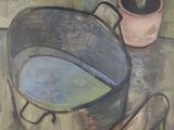 une peinture représentant un pot contenant une plante