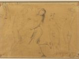 an image of a drawing of a woman in a dress and other people