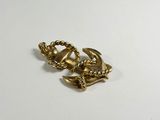 an image of a gold anchor and rope brooch on a white surface
