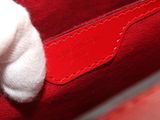 a cat that is sitting inside of a red purse