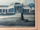a picture of a painting of a house in the middle of the picture
