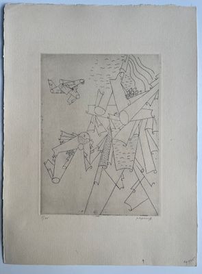 an image of a drawing of a man holding a kite