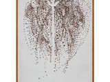 une photo encadrée représentant un arbre, composée de minuscules points marron