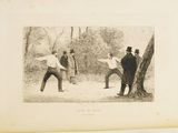 a drawing of a group of men playing a game of baseball