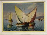une image d'un tableau représentant un voilier dans l'eau