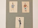 three drawings of a man in a top hat, a man in a top hat, and a man in a top hat