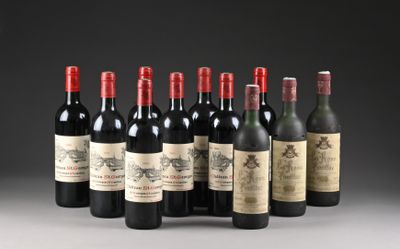 six bouteilles de vin rouge sont alignées
