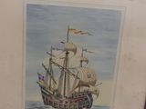 a picture of a picture of a ship in the water