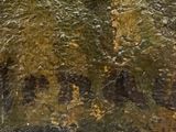 a painting of a man riding a horse in the water