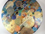 a plate that has a lot of different designs on it