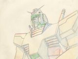 un dessin représentant un robot assis sur une table