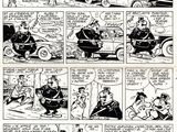 a black and white comic strip with a cartoon of a man on a motorcycle