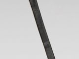 a gold and black sword with a wooden handle on a white background