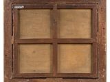 an old wooden window with a glass pane on a white background