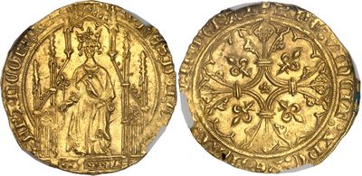 a gold coin with an image of a woman on it