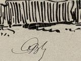 un dessin représentant un homme assis sur un piano