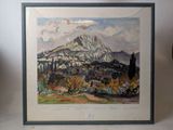 a picture of a painting of a mountain in a frame