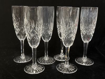 Cristallerie Lorraine, 6 flûtes à champagne, H 19