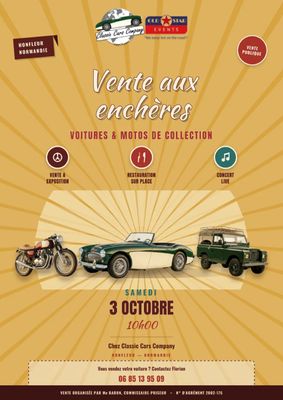 une affiche annonçant un salon de voitures anciennes en France