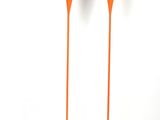 pair of orange floor lamps on a white background with a black cord