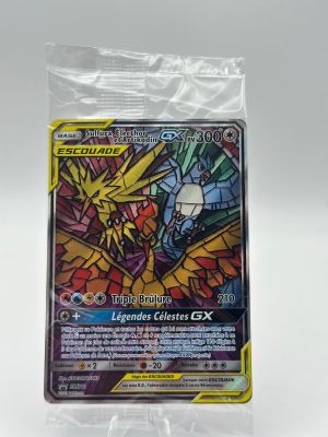 a close up of a pokemon card in a plastic bag