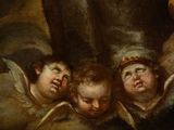 an image of a painting of a group of children in a cave
