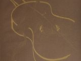 drawing of an acoustic guitar on a brown paper background