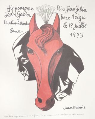 painting of a red horse with a crown on its head