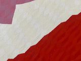 painting of a red and white mountain with a red sky in the background