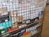 a large metal cart with many boxes on top of it