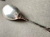 a silver spoon that is sitting on a table
