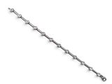 a close up of a metal chain with beads on a white background