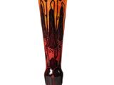 a glass vase with a design on it on a white background